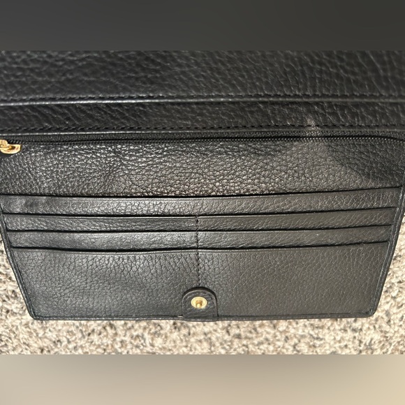 Aimee Kestenberg Sovana fold over slim wallet black leather with gold NWT - Picture 5 of 9